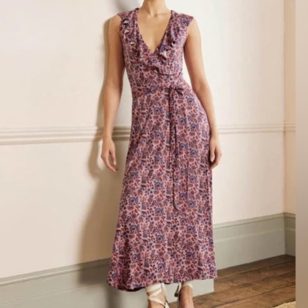 Boden Purple and Pink Floral Maxi Dress